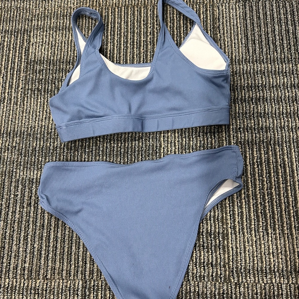 Blue Ribbed Bikini Set - Picture 2 of 2